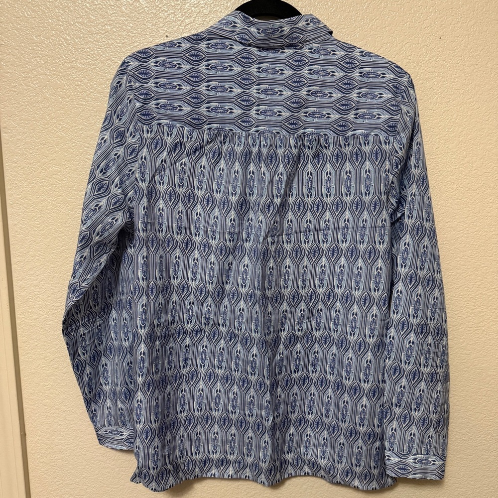 Pendleton Silk Cotton Blend Blue Patterned Button Shirt Sz M - Picture 4 of 6